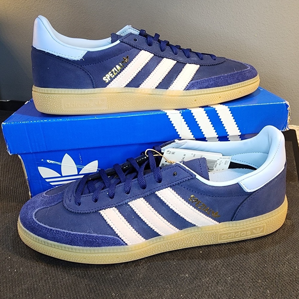 New Adidas Handball Spezial Women 10.5 Sneaker Shoe Dark Blue Pink Gum JR0851